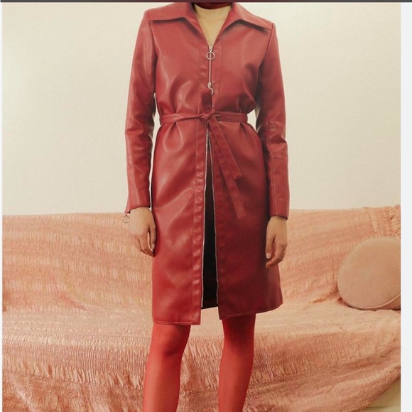 Orseund Iris Vegan Leather Red Trench Coat Jacket Size Large NWOT MSRP $1295 - Picture 10 of 15